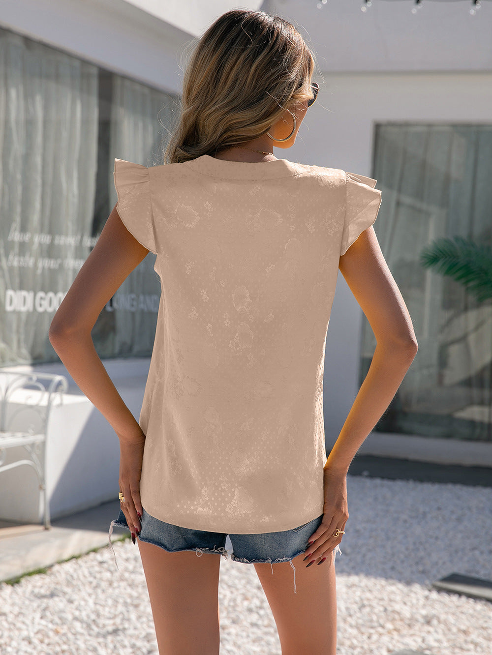 Notched Butterfly Sleeve Blouse — view 2