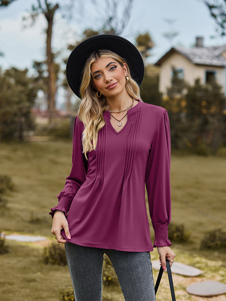 Notched Flounce Sleeve Blouse — view 19