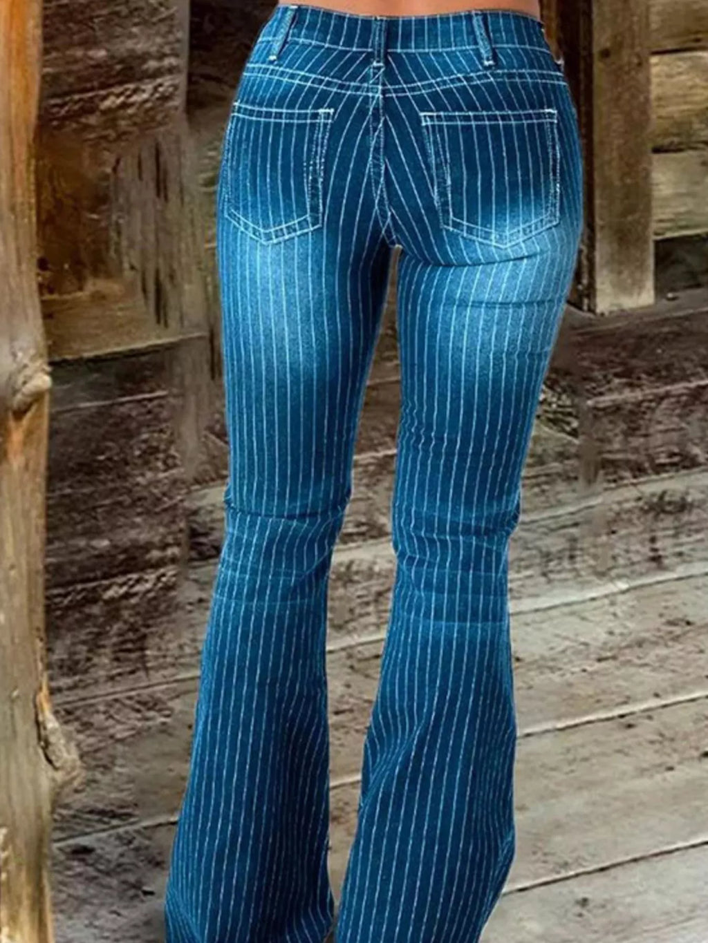 Striped Button Fly Jeans — view 2