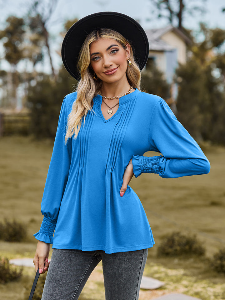Notched Flounce Sleeve Blouse — view 3