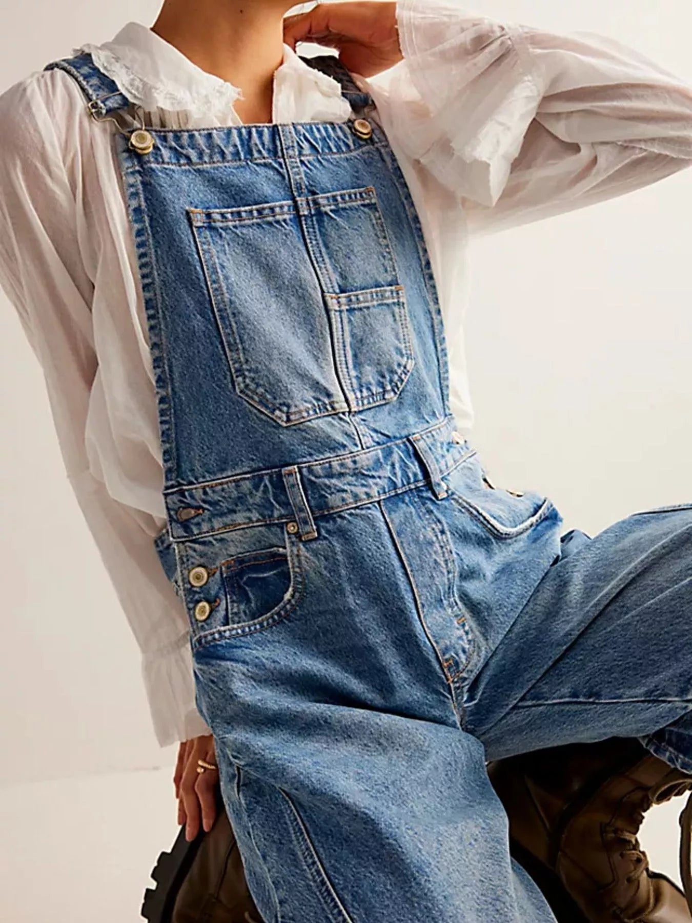 Wide Strap Denim Overalls — view 3