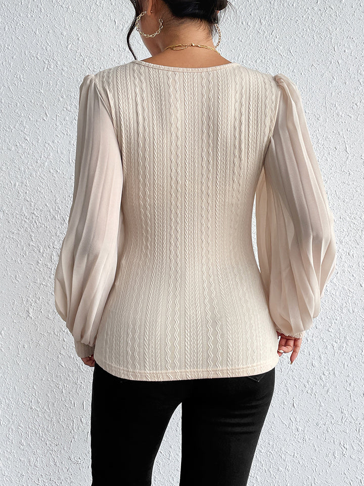 Pleated Puff Sleeve Blouse — view 2