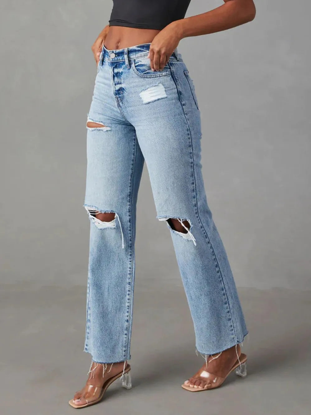 Distressed Straight Jeans — view 2