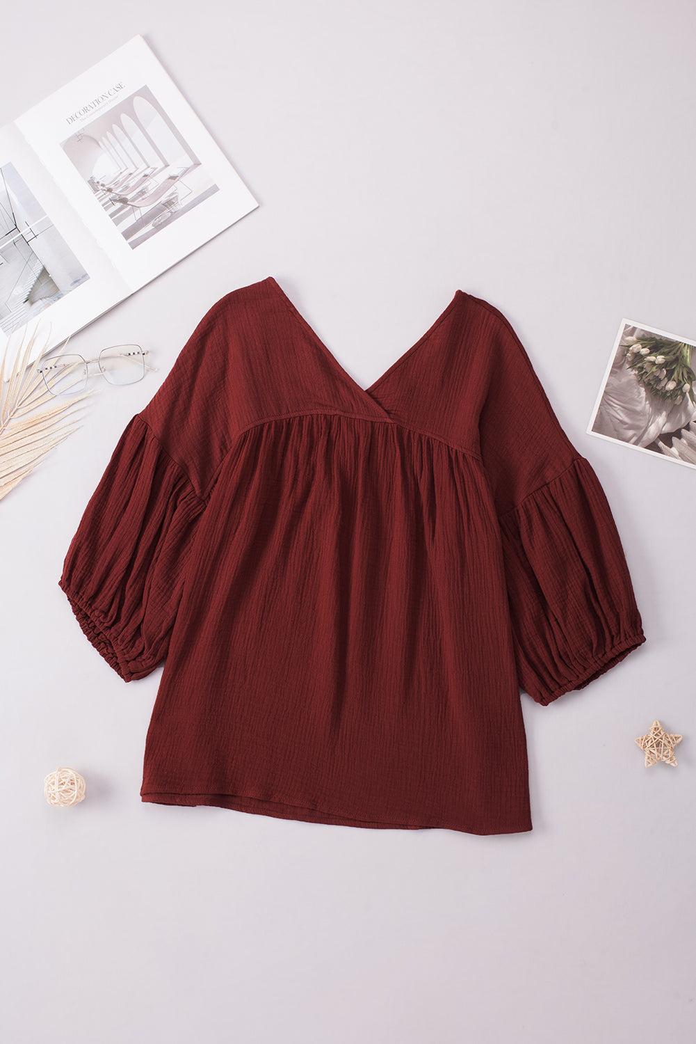 Dropped Shoulder V-Neck Blouse — view 23
