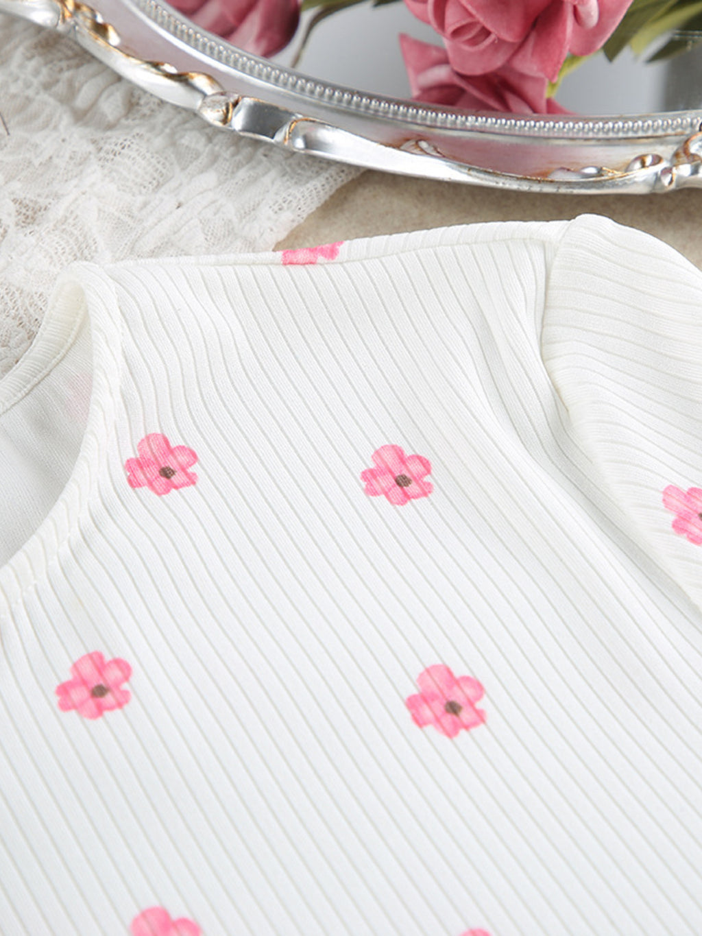 Floral Ribbed Top & Shorts Set — view 9