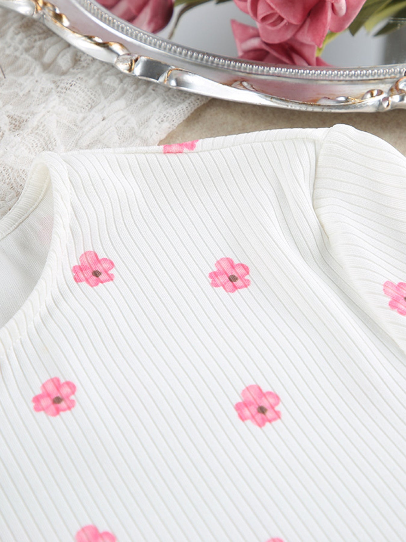 Floral Ribbed Top & Shorts Set — view 9