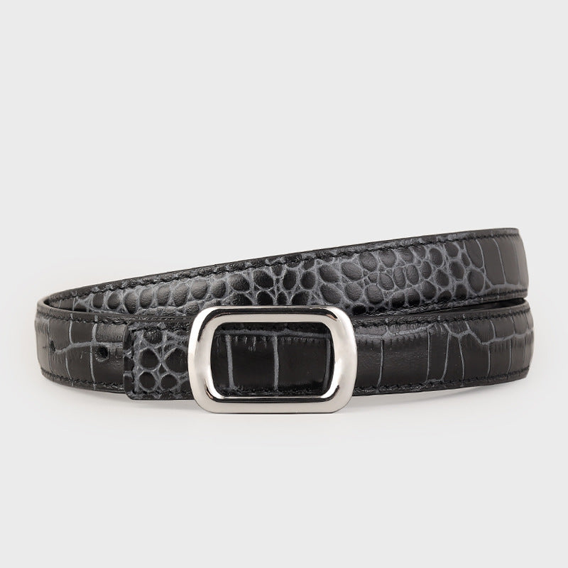 Croc Embossed Leather Belt