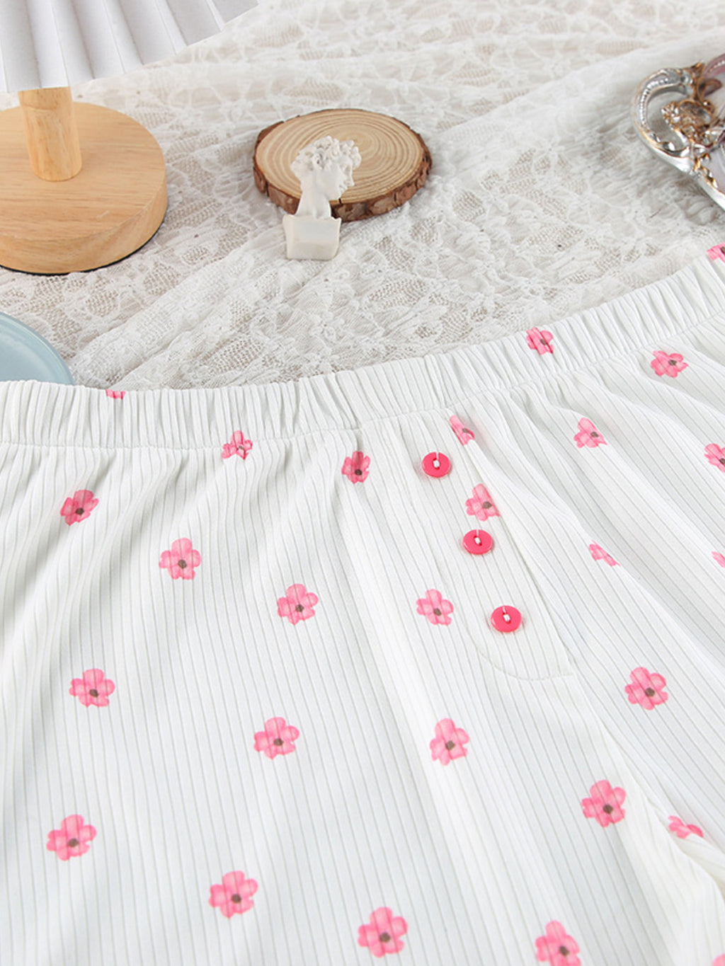 Floral Ribbed Top & Shorts Set — view 10