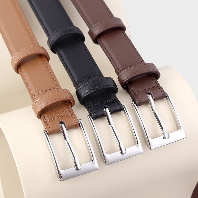 Skinny Silver Buckle Belt