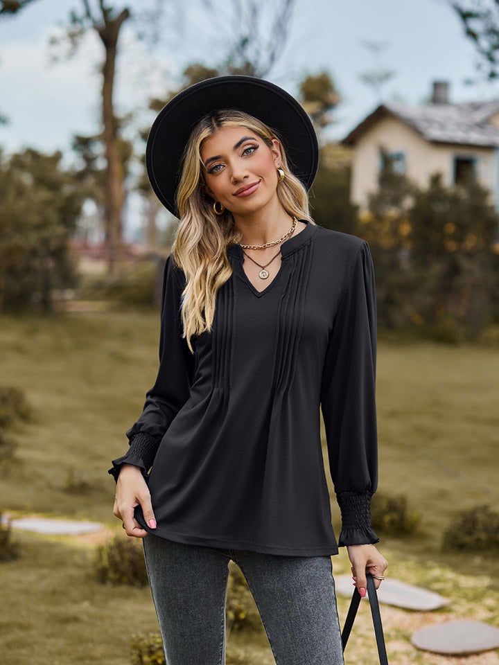 Notched Flounce Sleeve Blouse — view 10