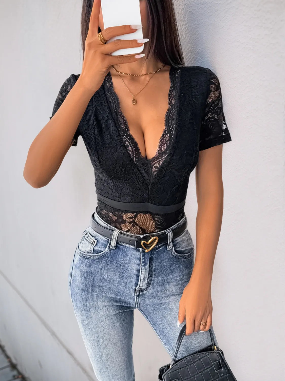 Lace Plunge Bodysuit — view 4