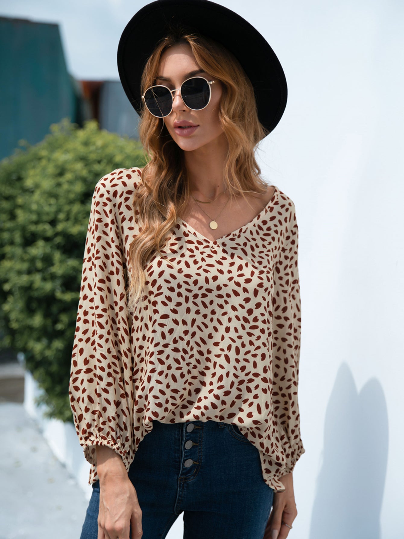 Printed Balloon Sleeve Blouse — view 5