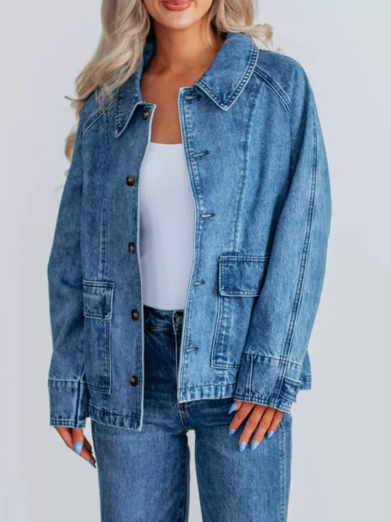 Raglan Sleeve Denim Jacket — view 5