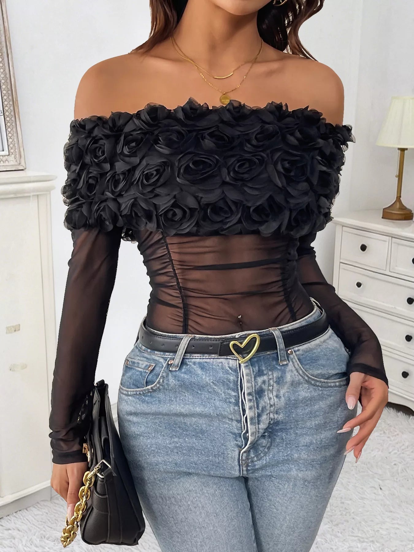Flower Mesh Bodysuit — view 2