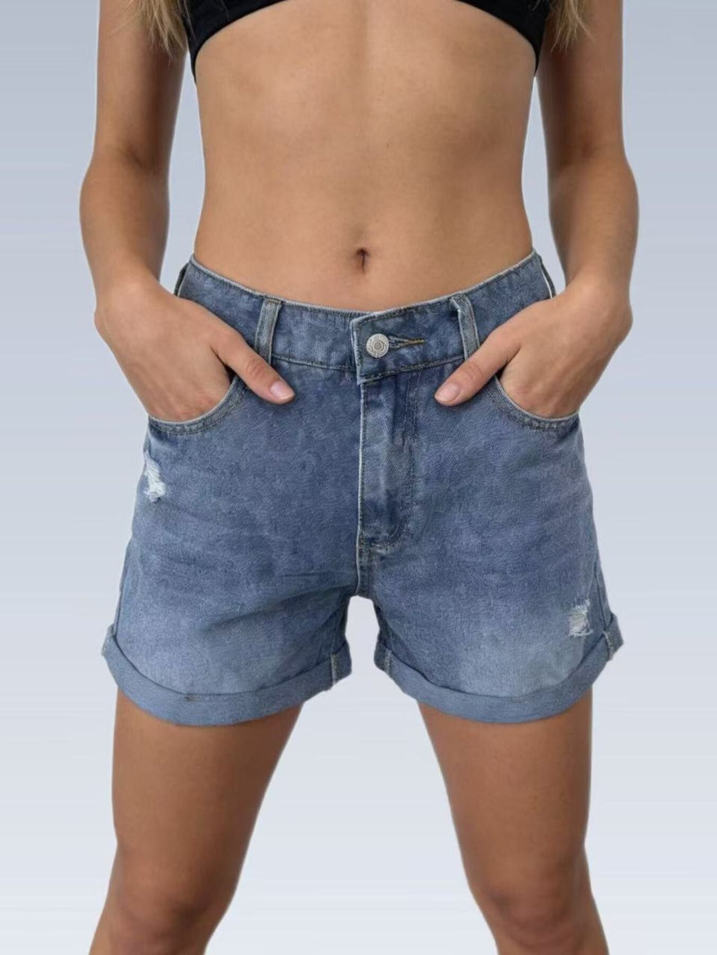 Ripped High-Waist Shorts — view 6