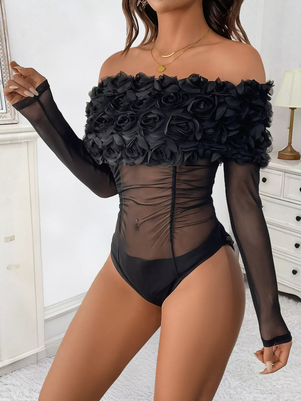 Flower Mesh Bodysuit — view 3