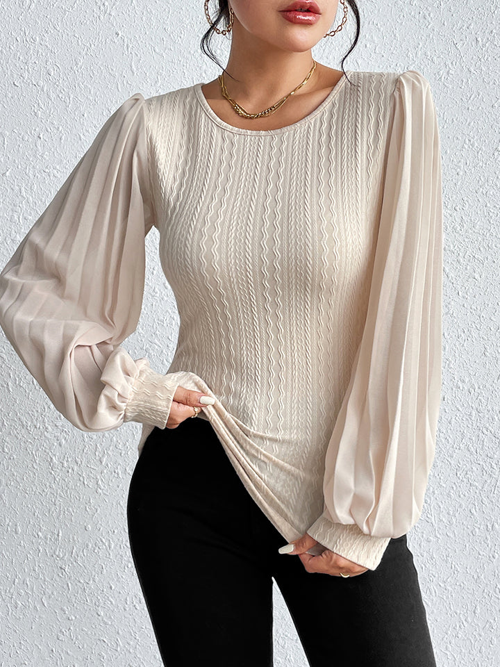 Pleated Puff Sleeve Blouse — view 3