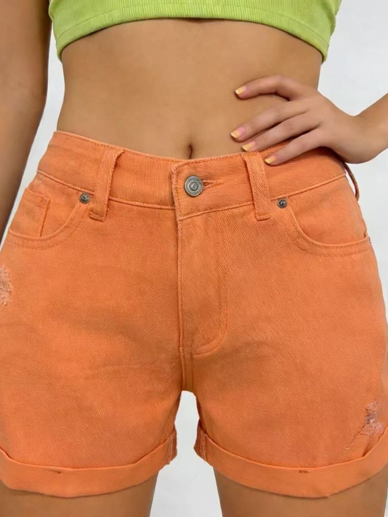 Ripped High-Waist Shorts — view 7