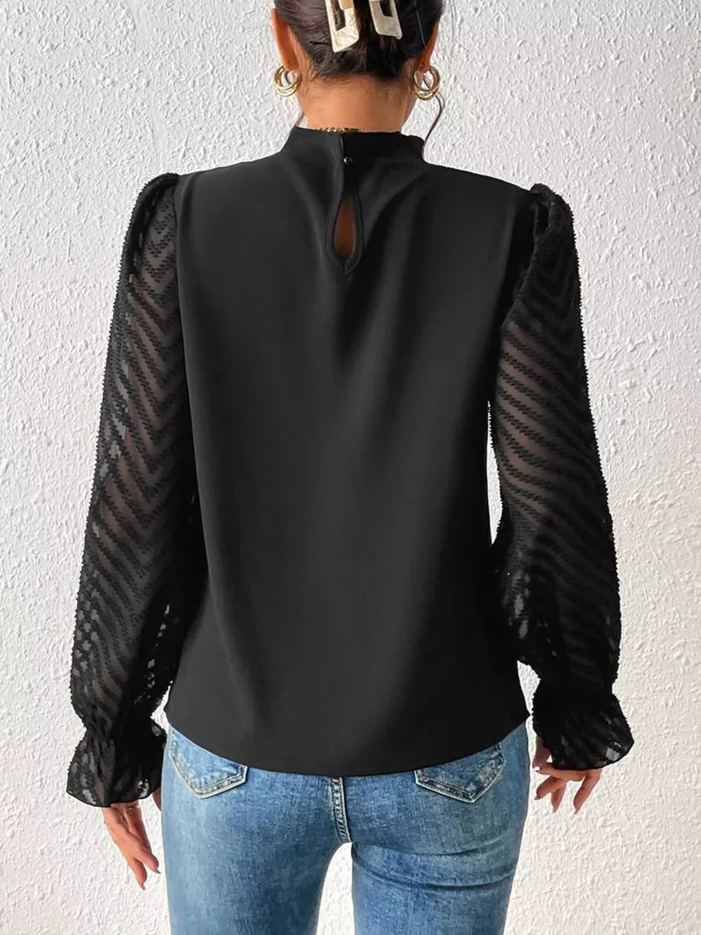 Mock Neck Flounce Blouse — view 6