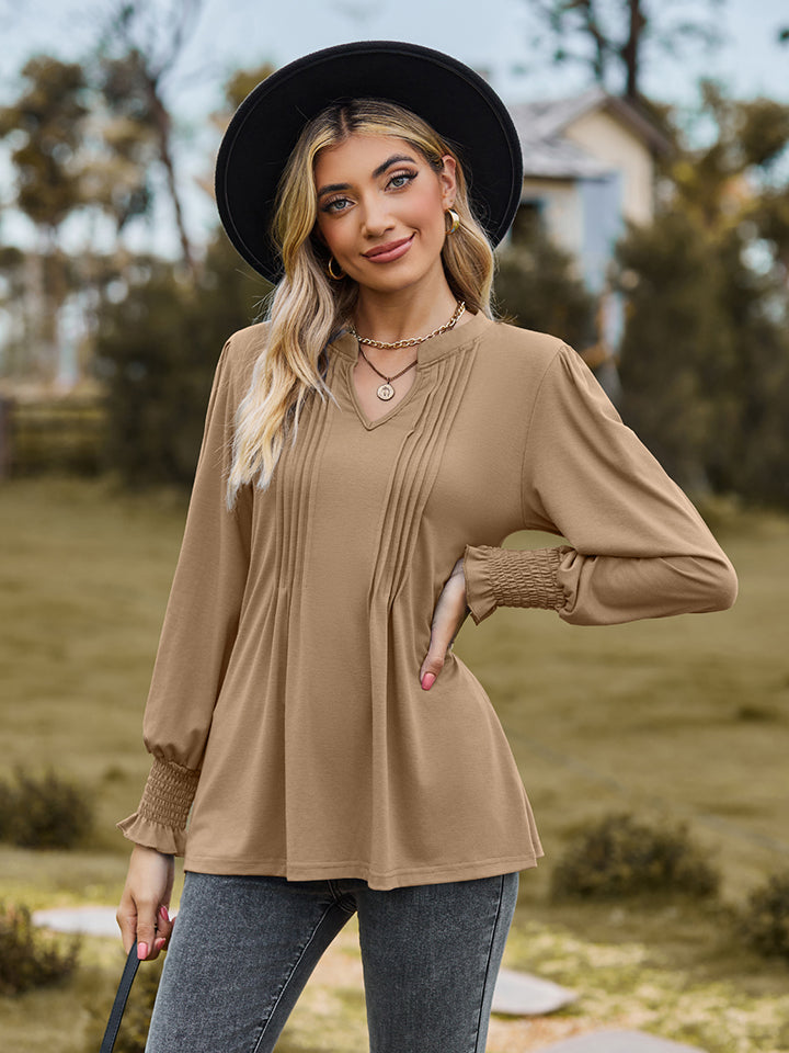 Notched Flounce Sleeve Blouse — view 17