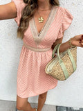V-Neck Ruffle Mini Dress