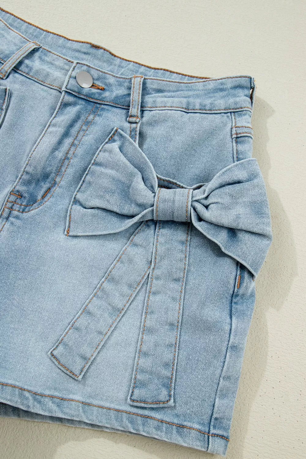 Bow Detail Denim Shorts — view 8
