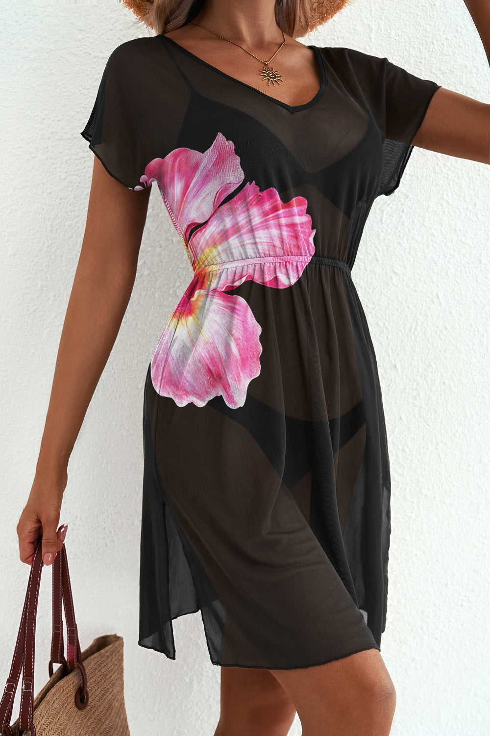 Floral V-Neck Beach Cover-Up — view 4
