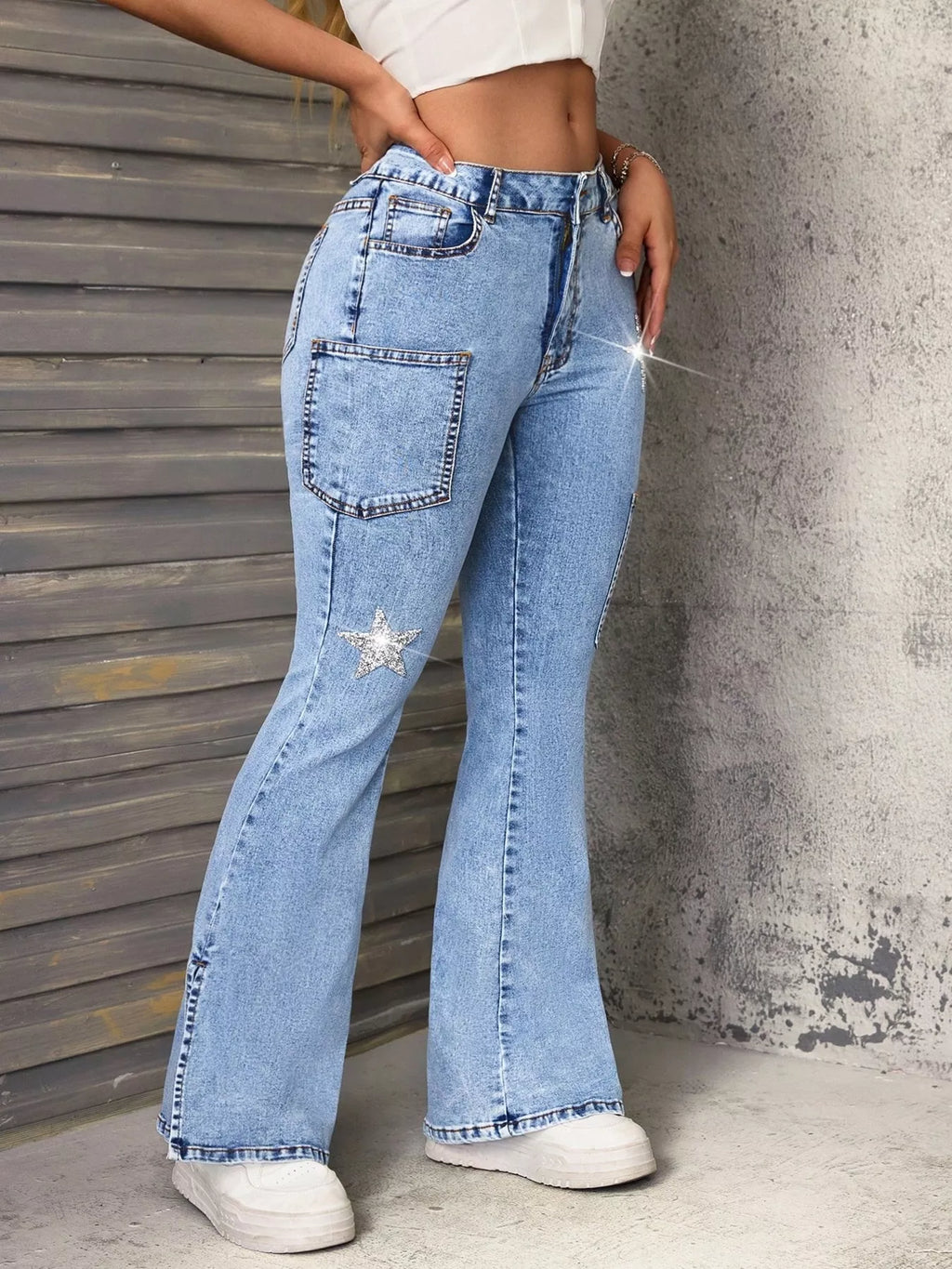 Slit Star Flare Jeans — view 2