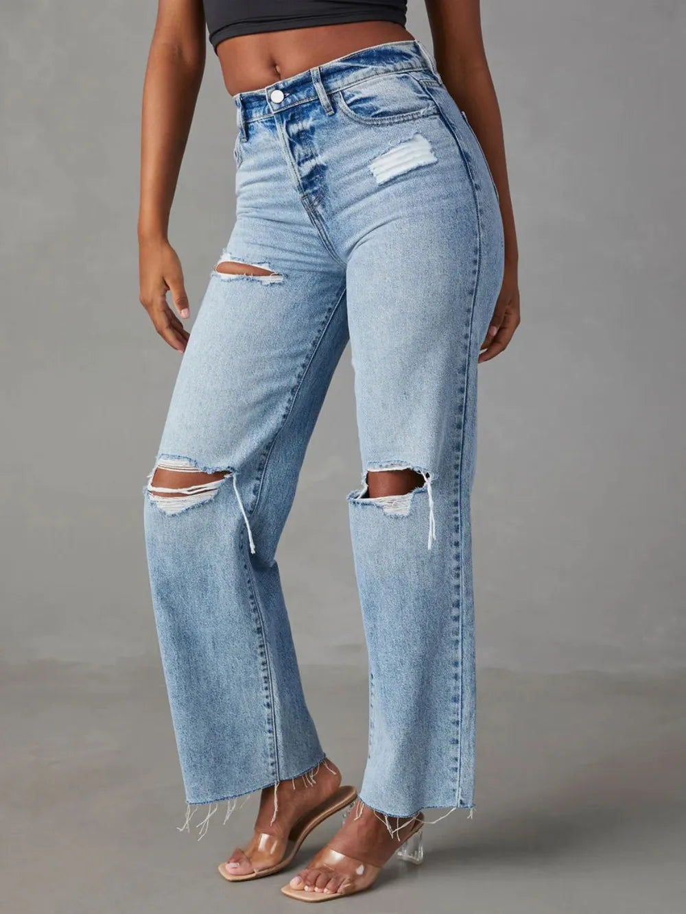 Distressed Straight Jeans — view 3