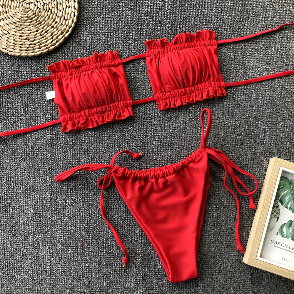 Frill Ruched Bikini — view 20