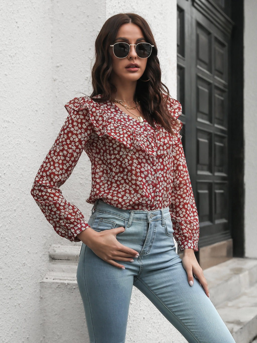 Statement Collar Long Sleeve Blouse — view 4
