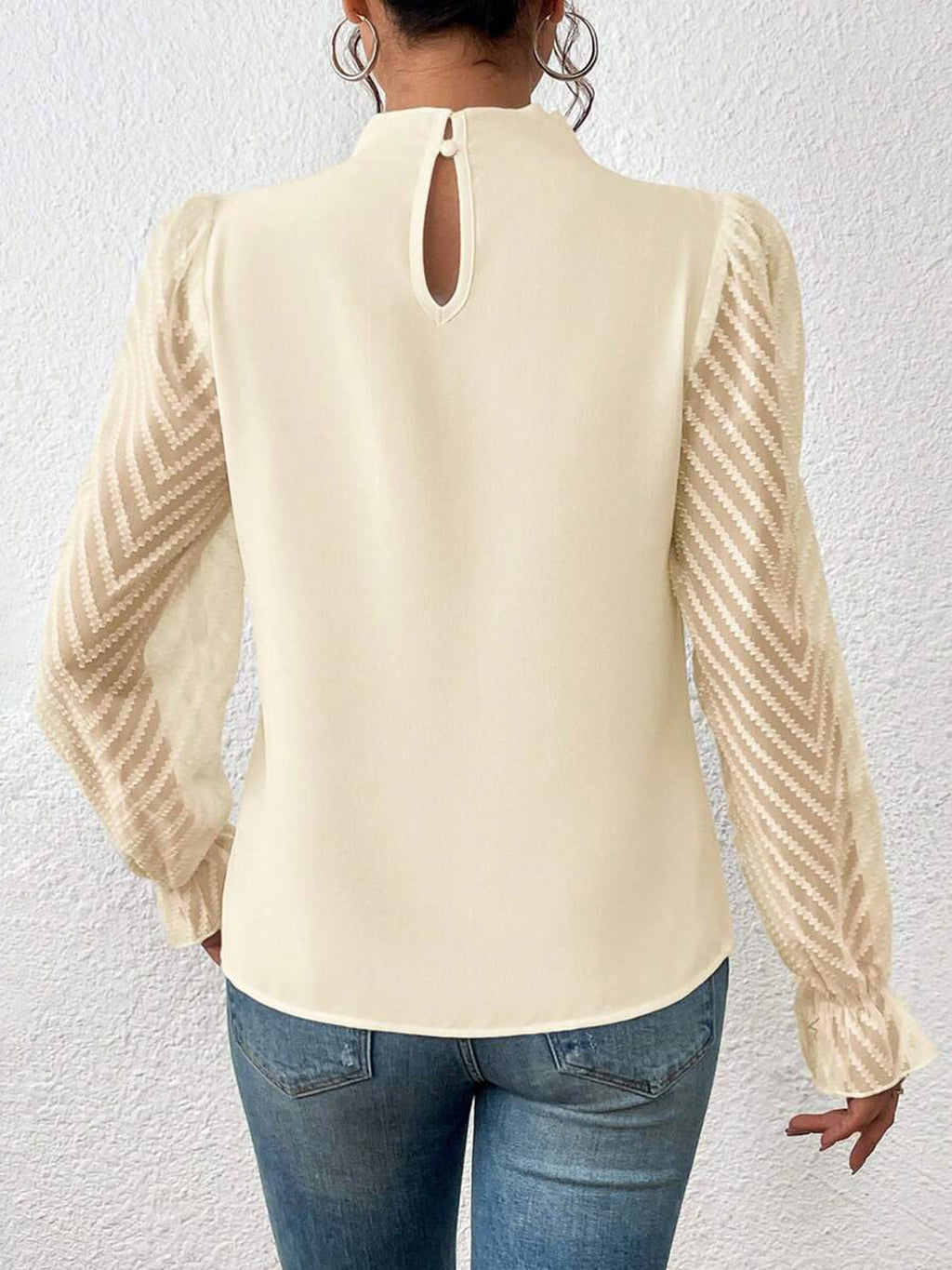 Mock Neck Flounce Blouse — view 9
