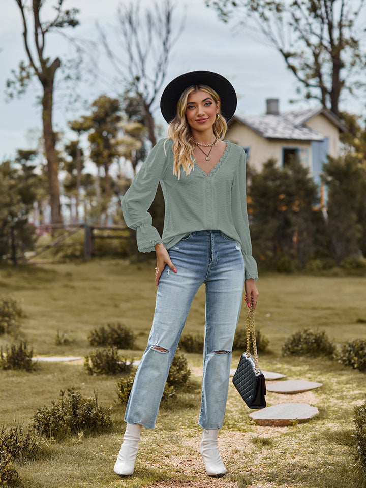 V-Neck Flounce Blouse — view 18