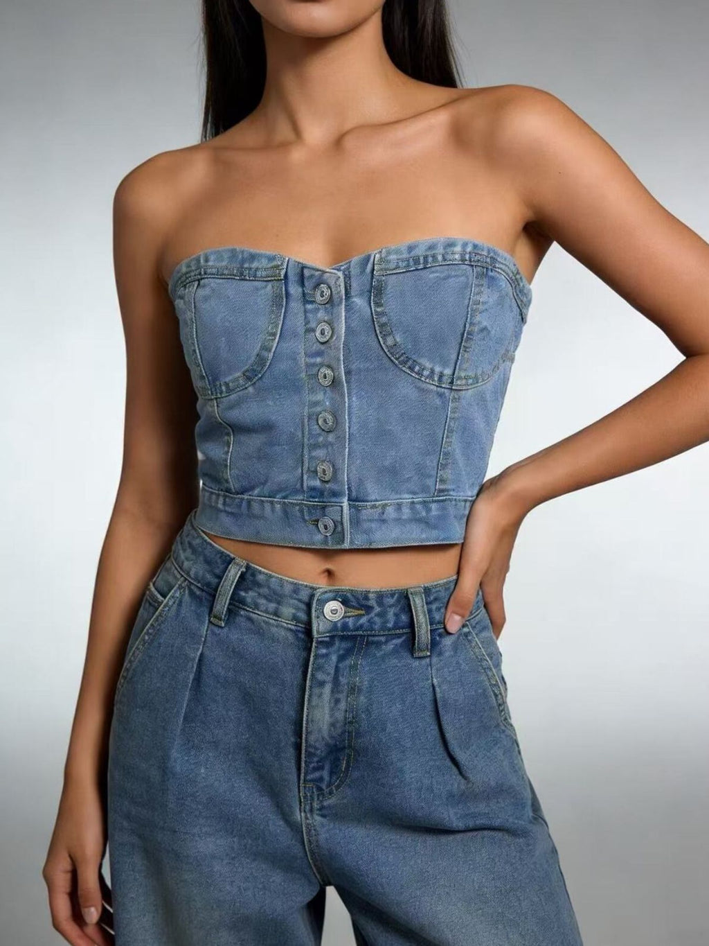 Denim Tube Top — view 3