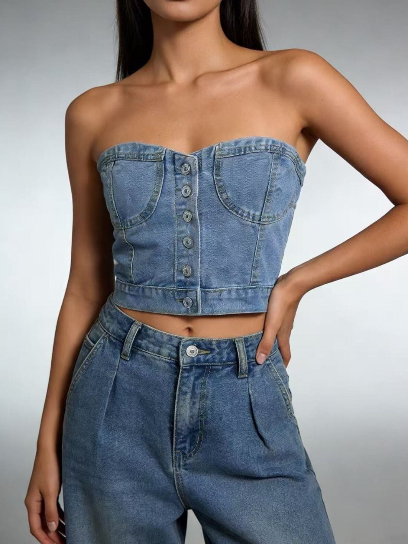 Denim Tube Top — view 3