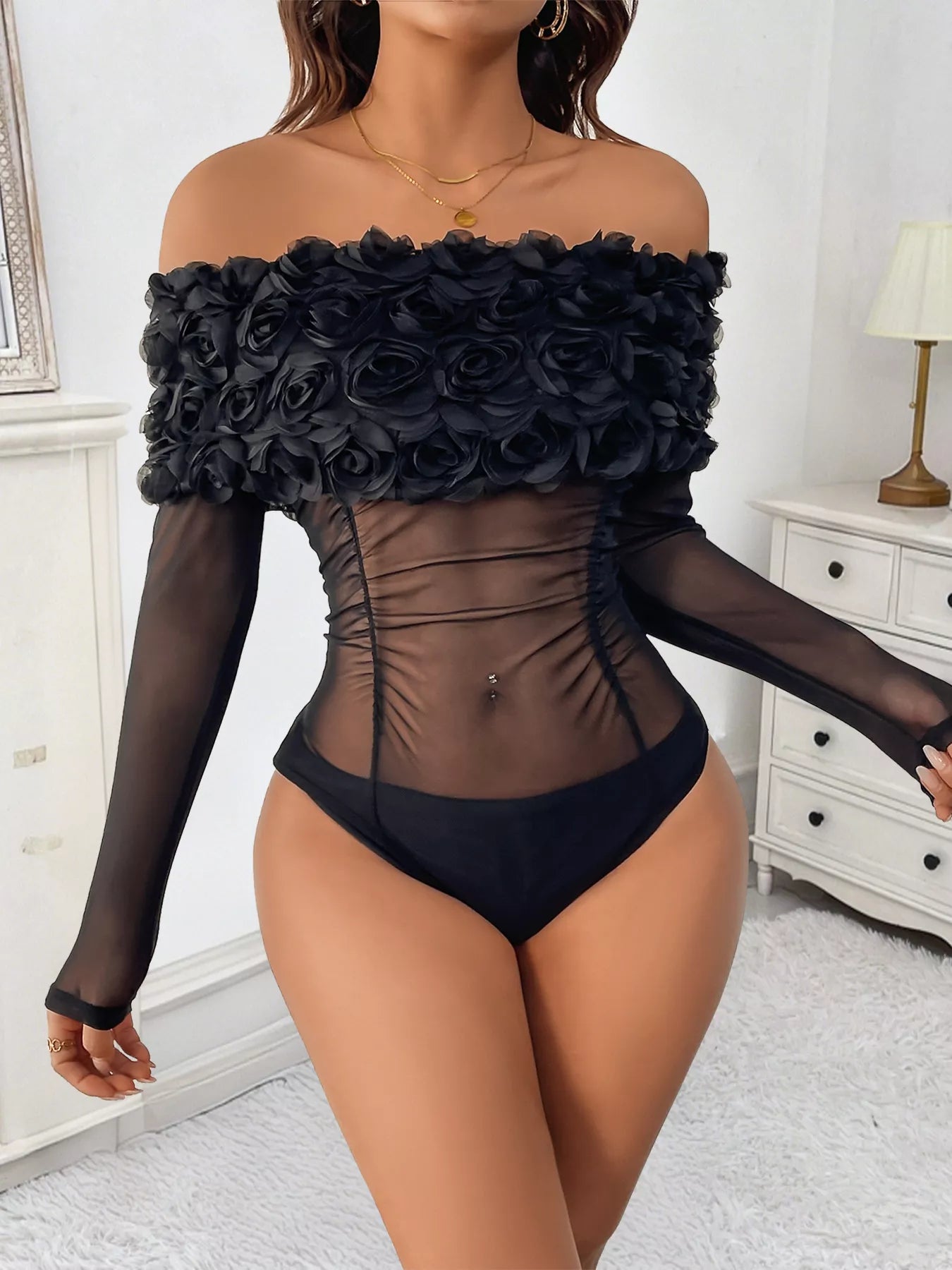 Flower Mesh Bodysuit — view 4