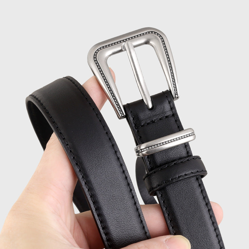 Silver Buckle Leather Belt — view 2