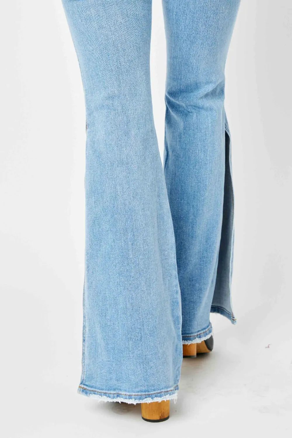 Raw Hem Slit Flare Jeans — view 4