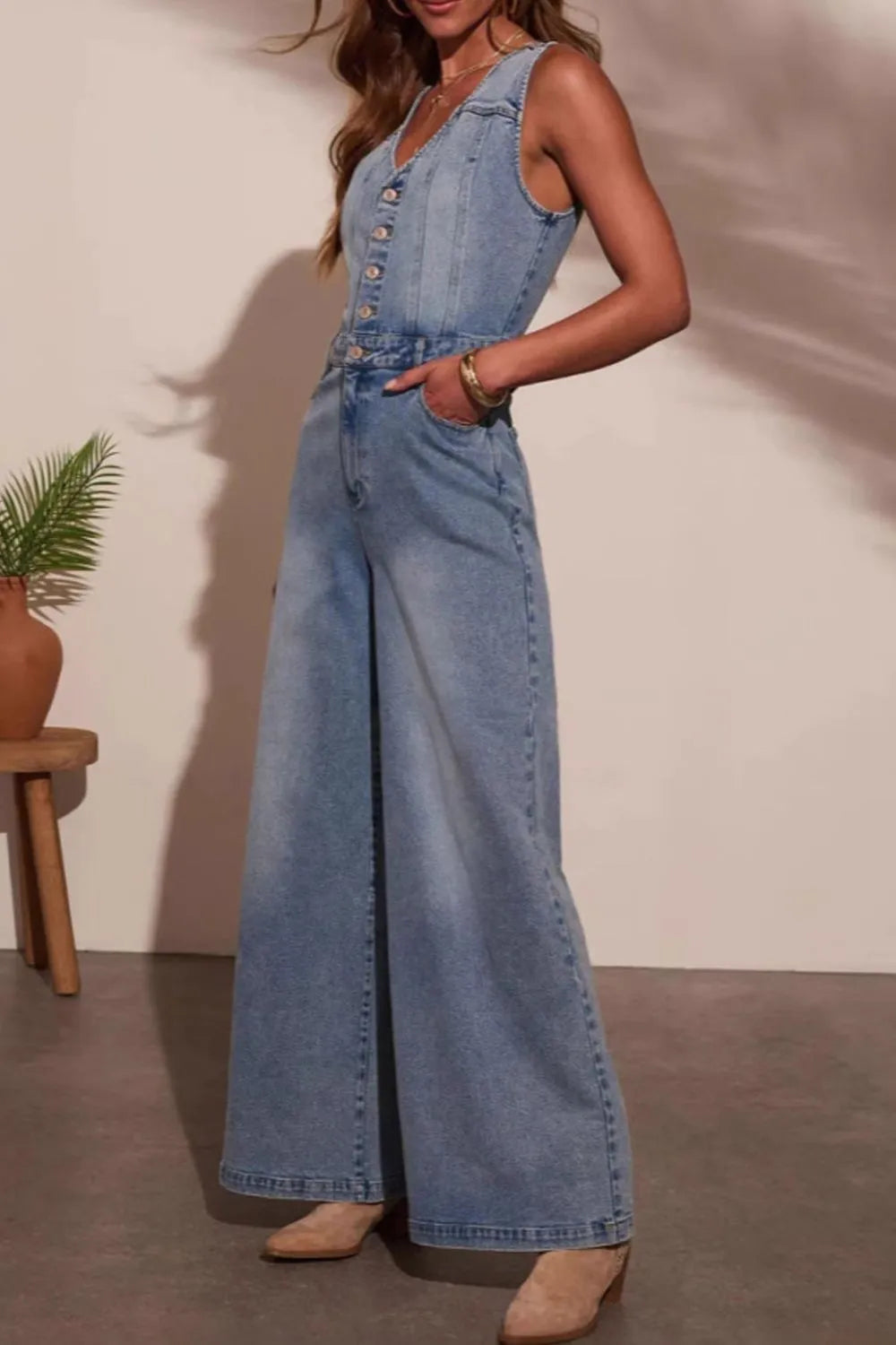 V-Neck Wide Leg Jumpsuit — view 4