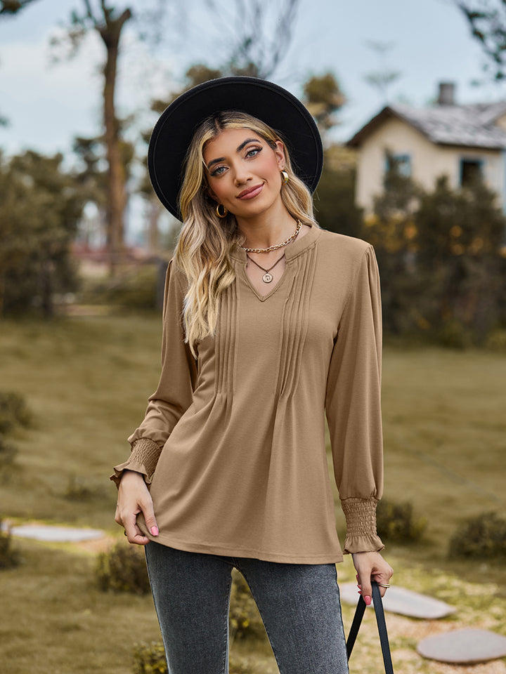Notched Flounce Sleeve Blouse — view 16