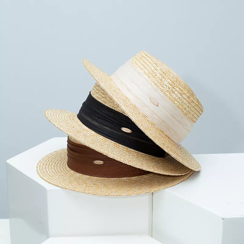 Ribbon Accent Boater Hat
