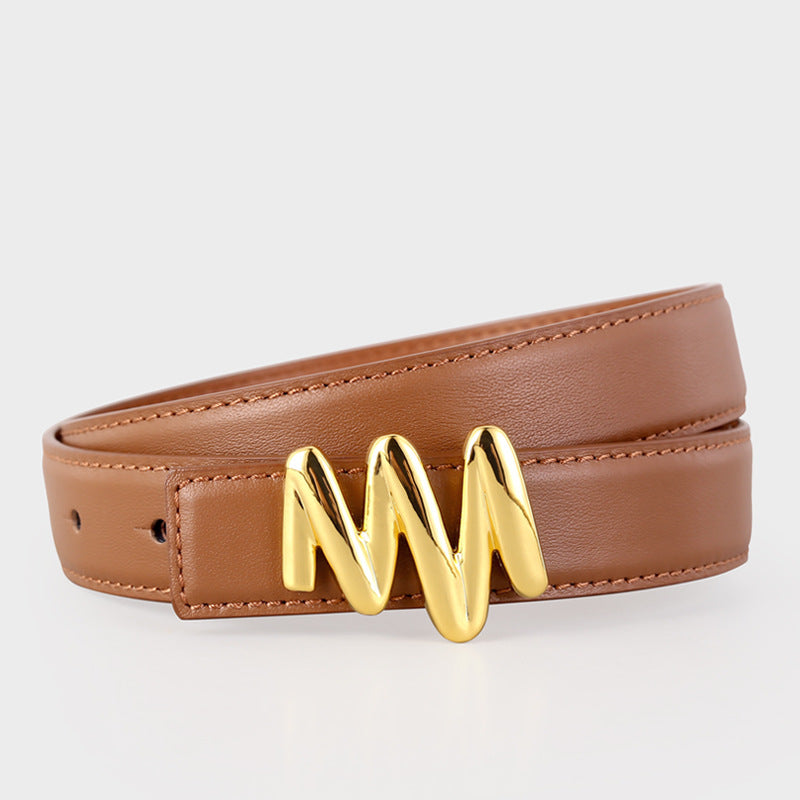 Gold Buckle Leather Belt — view 4