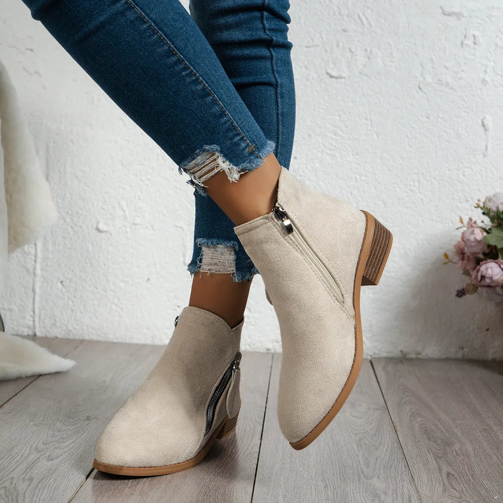 Side Zip Ankle Boots with Block Heel — view 10