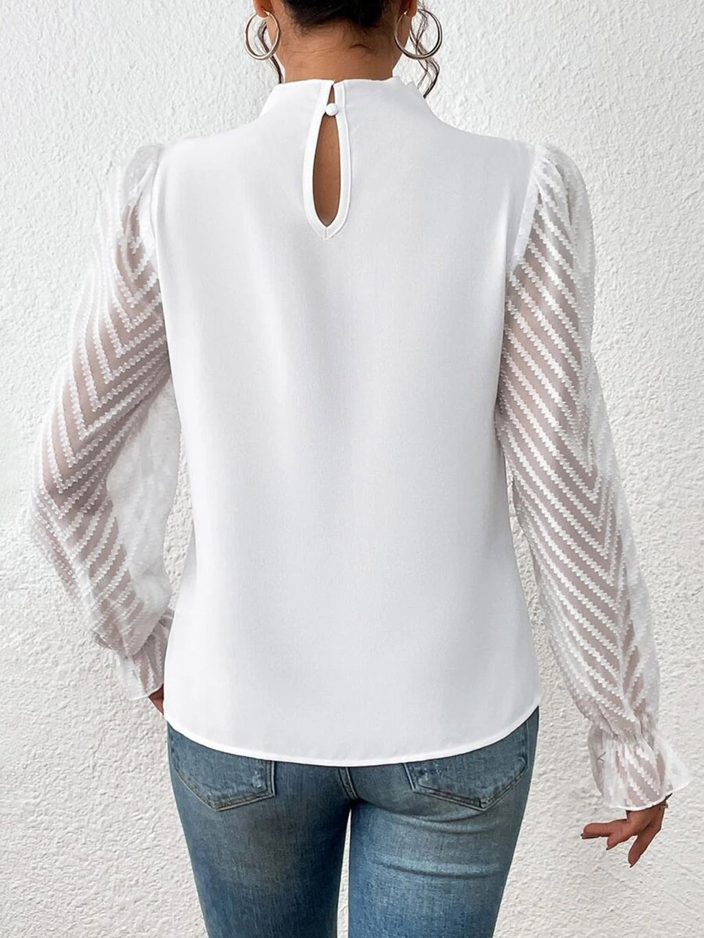 Mock Neck Flounce Blouse — view 15