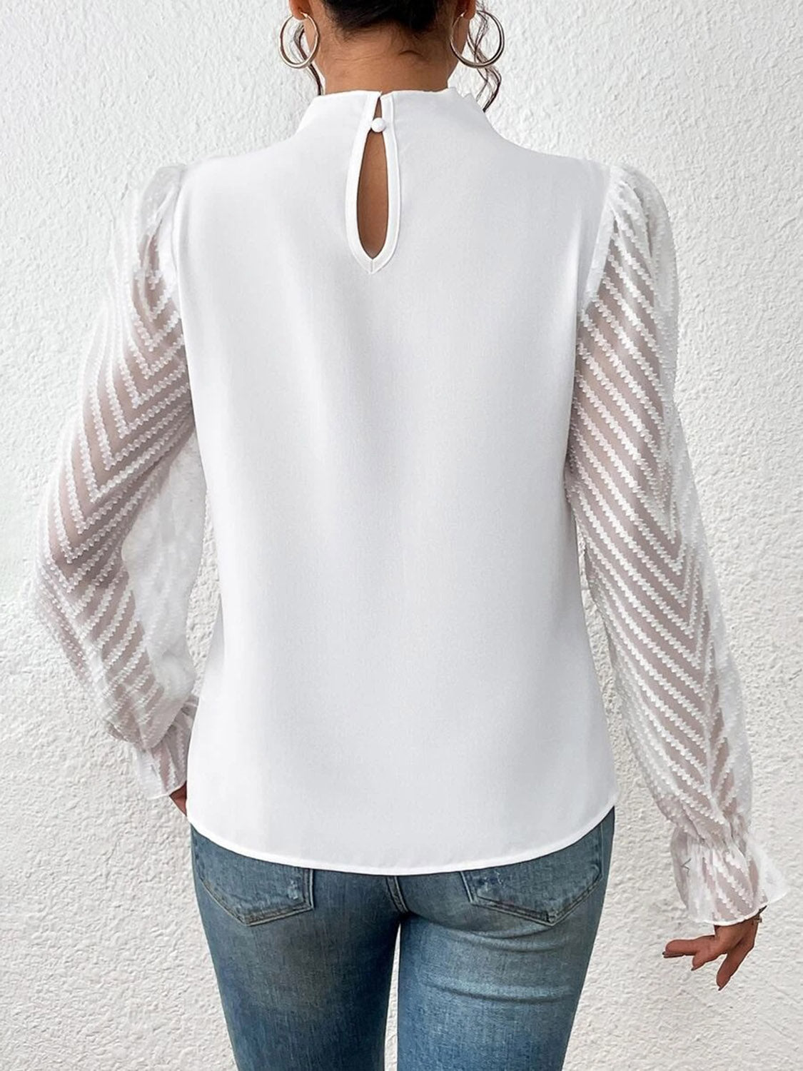 Mock Neck Flounce Blouse — view 15