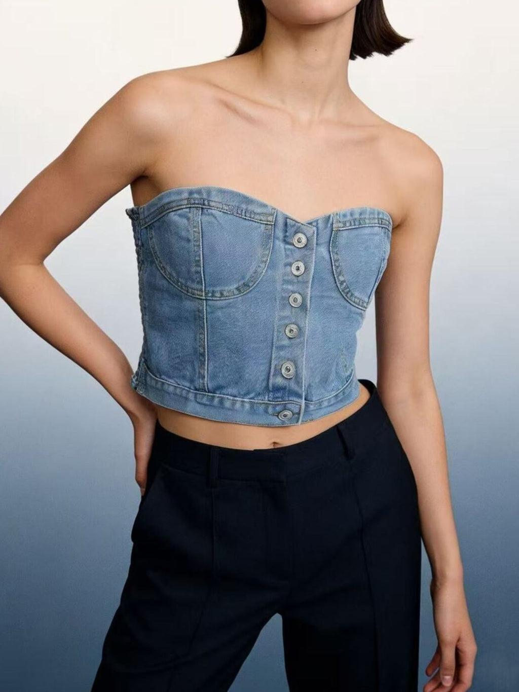 Denim Tube Top — view 4