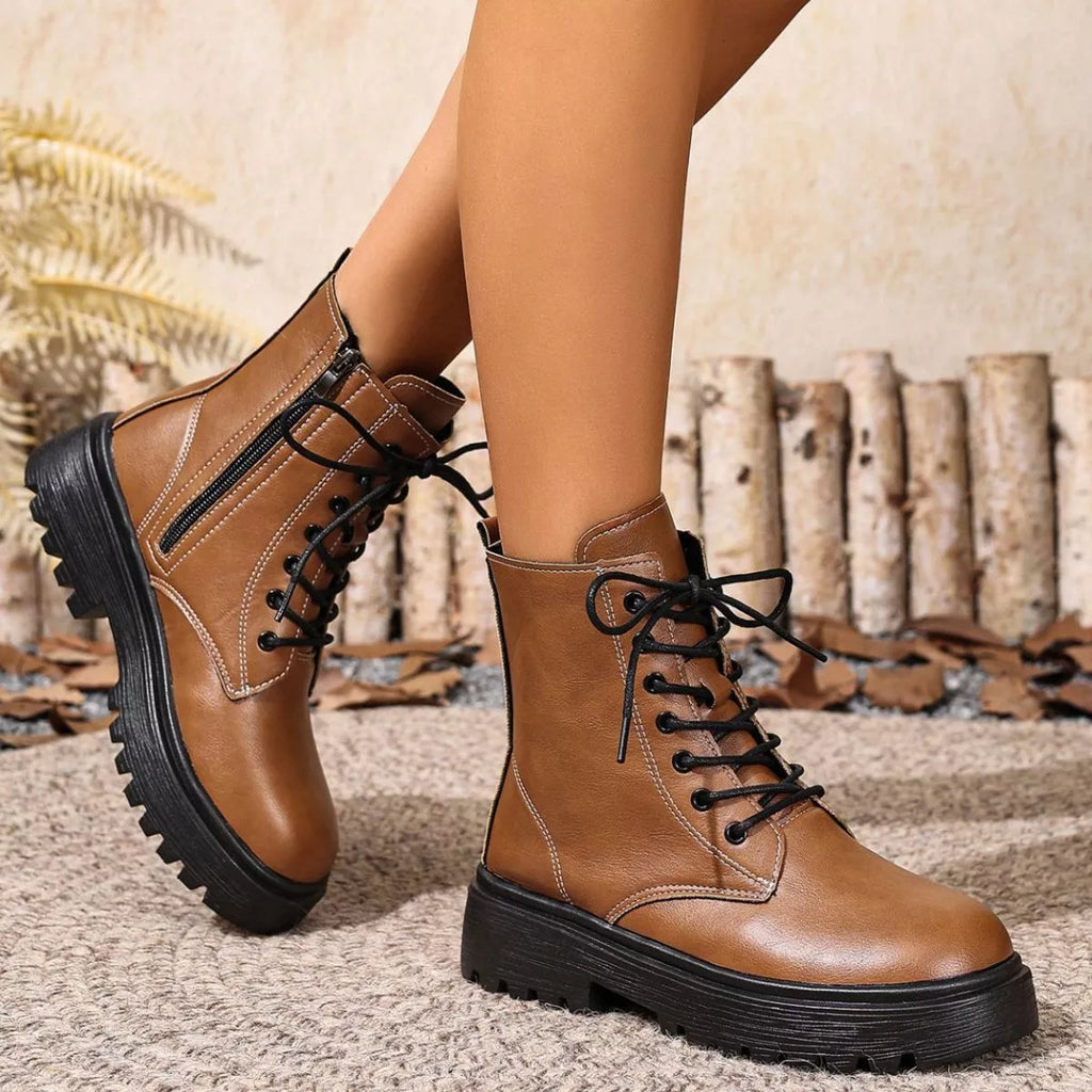 Round Toe Block Heels Boots — view 4