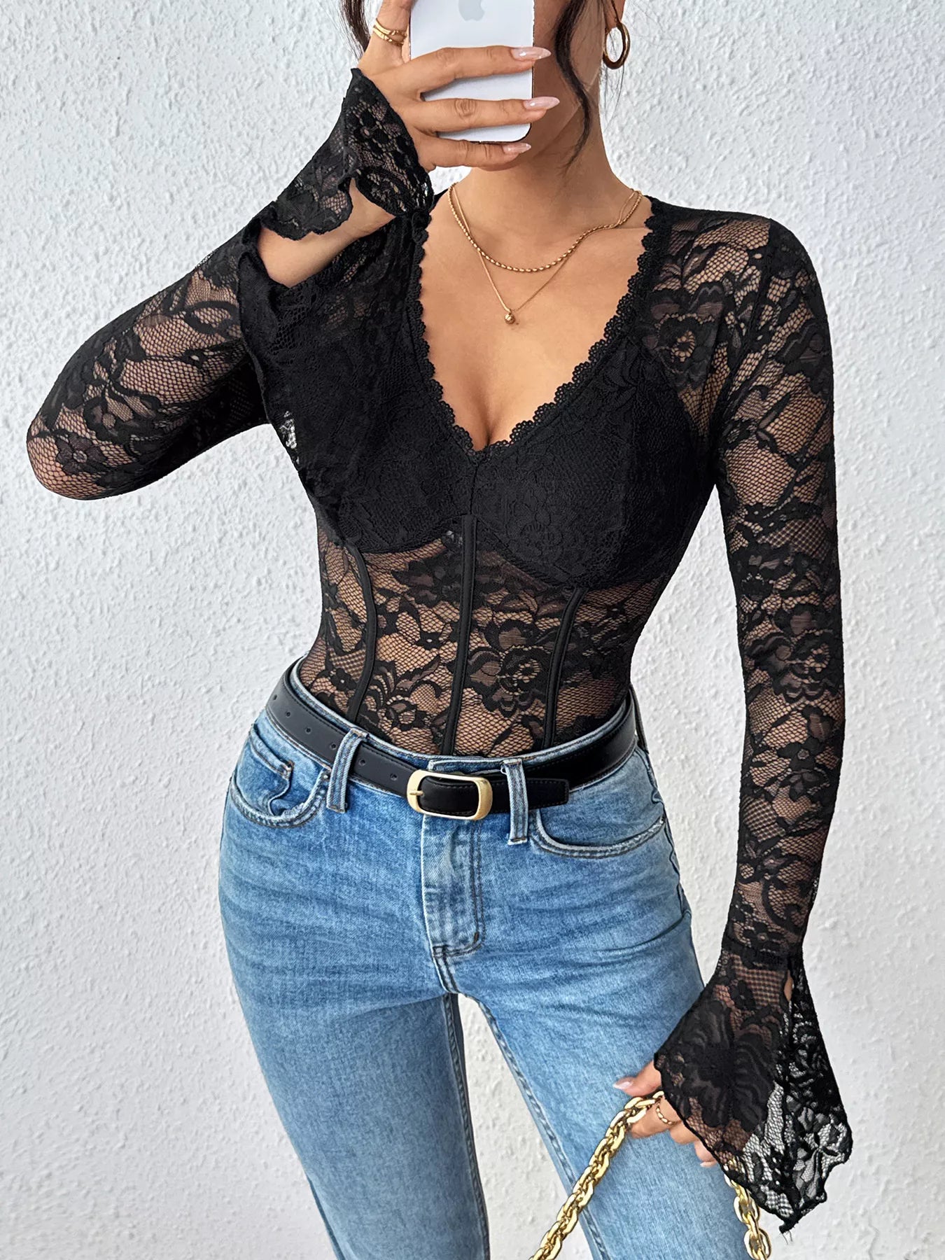 Lace Long Sleeve Bodysuit — view 4