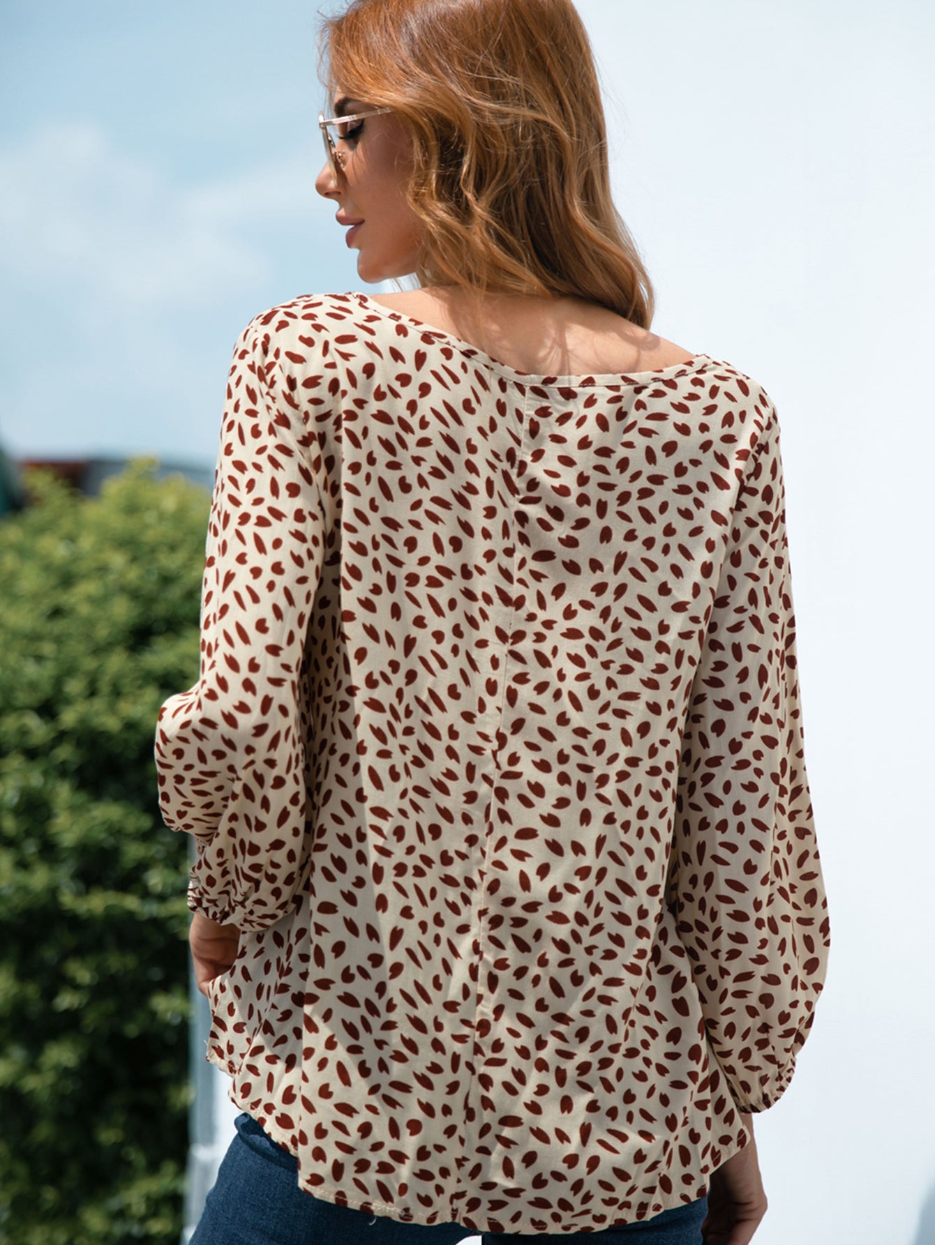 Printed Balloon Sleeve Blouse — view 2