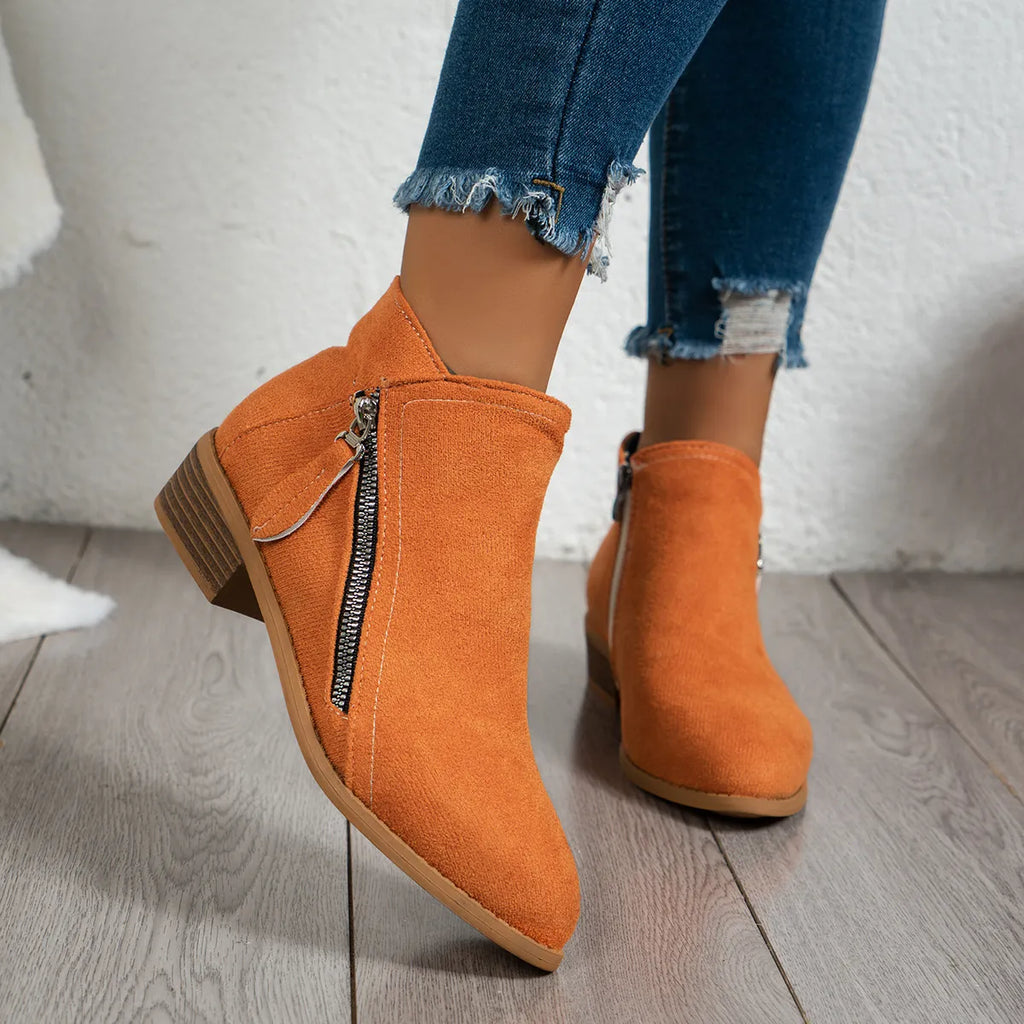 Side Zip Ankle Boots with Block Heel — view 15